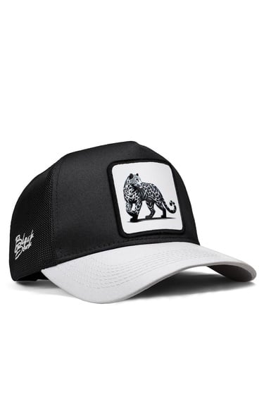  BlackBörk, Panter Logolu Beyaz-Siyah Trucker Şapka, Unisex
