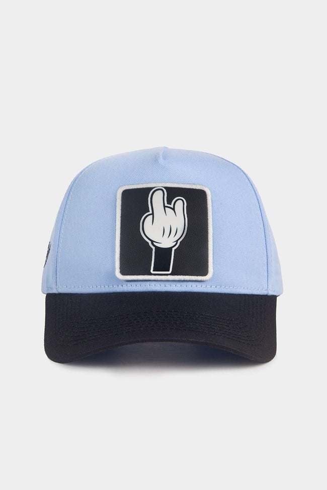  BlackBörk, Parmak Logolu Siyah-Buz Mavi Beyzbol Şapka, Unisex