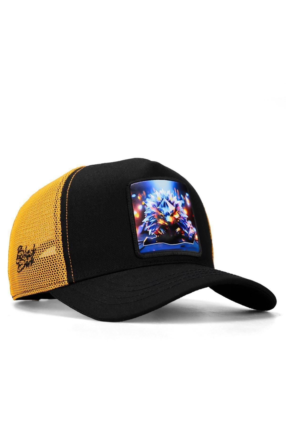  BlackBörk, Kirpi Logolu Siyah-sarı Trucker Şapka, Unisex