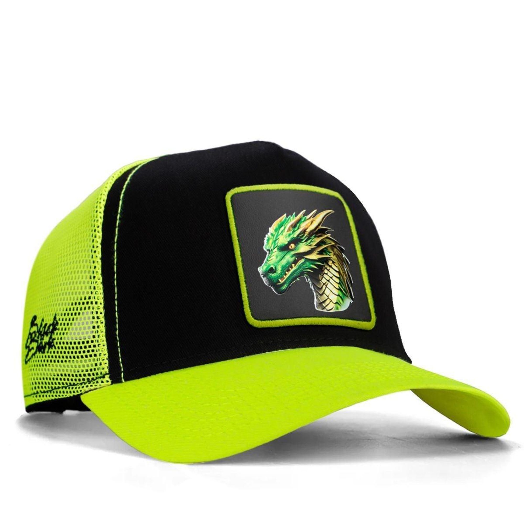BlackBörk, Ejderha Logolu Neon-Siyah Trucker Şapka, Unisex
