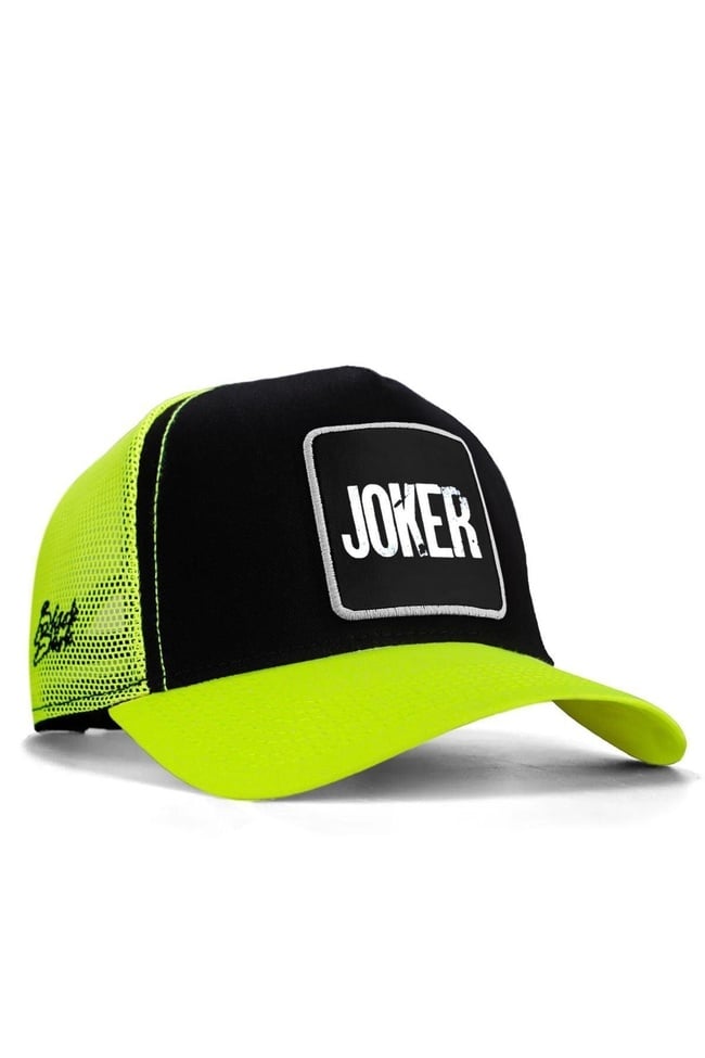  BlackBörk, Joker Logolu Neon-Siyah Trucker Şapka, Unisex