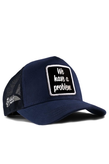  BlackBörk, We Have a Problem Logolu Lacivert Trucker Şapka, Unisex