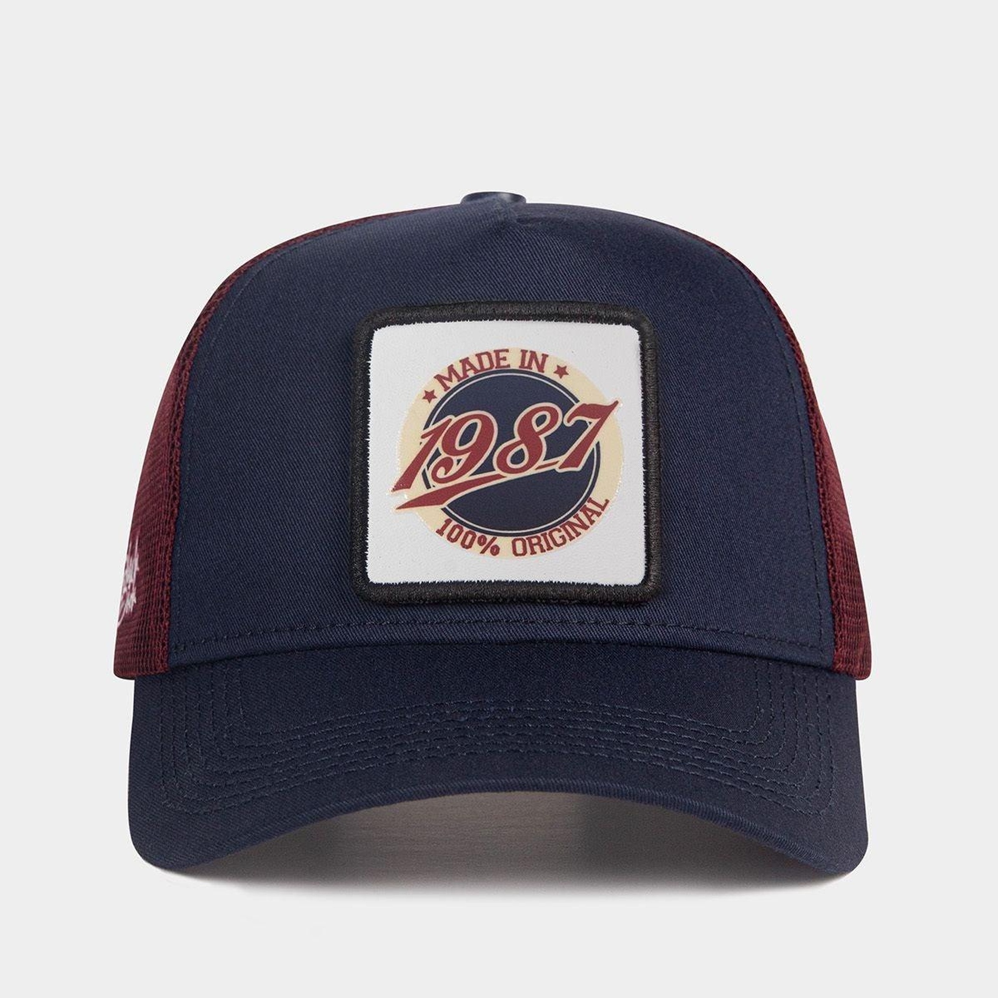 BlackBörk, Made in 1987 Logolu Lacivert-Bordo Trucker Şapka, Unisex