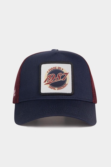  BlackBörk, Made in 1987 Logolu Lacivert-Bordo Trucker Şapka, Unisex