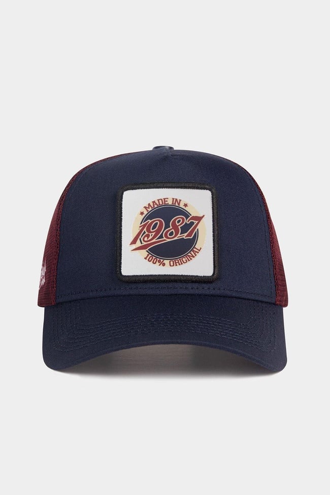  BlackBörk, Made in 1987 Logolu Lacivert-Bordo Trucker Şapka, Unisex