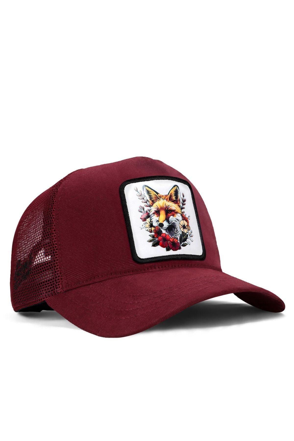  BlackBörk, Tilki Logolu Bordo Trucker Şapka, Unisex
