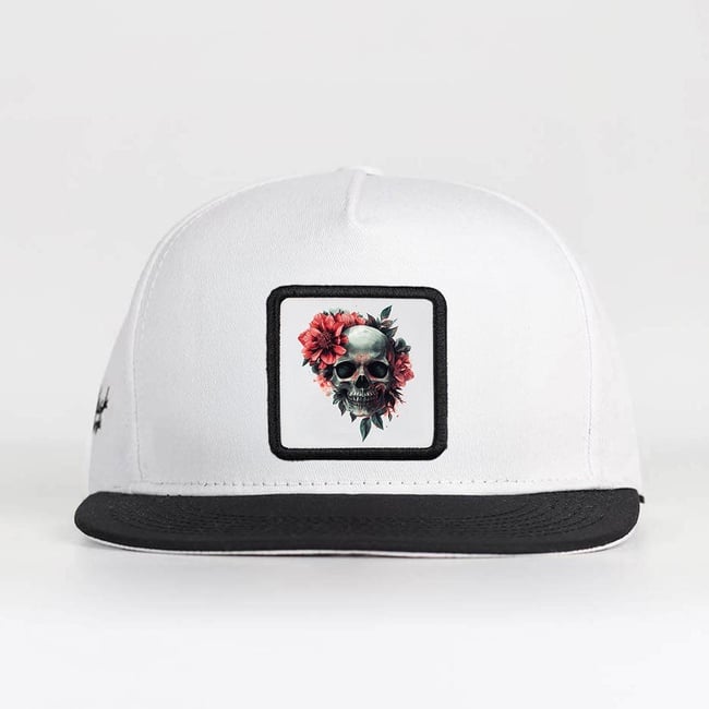  BlackBörk, Kurukafa Logolu Siyah-Beyaz Hip Hop Şapka, Unisex