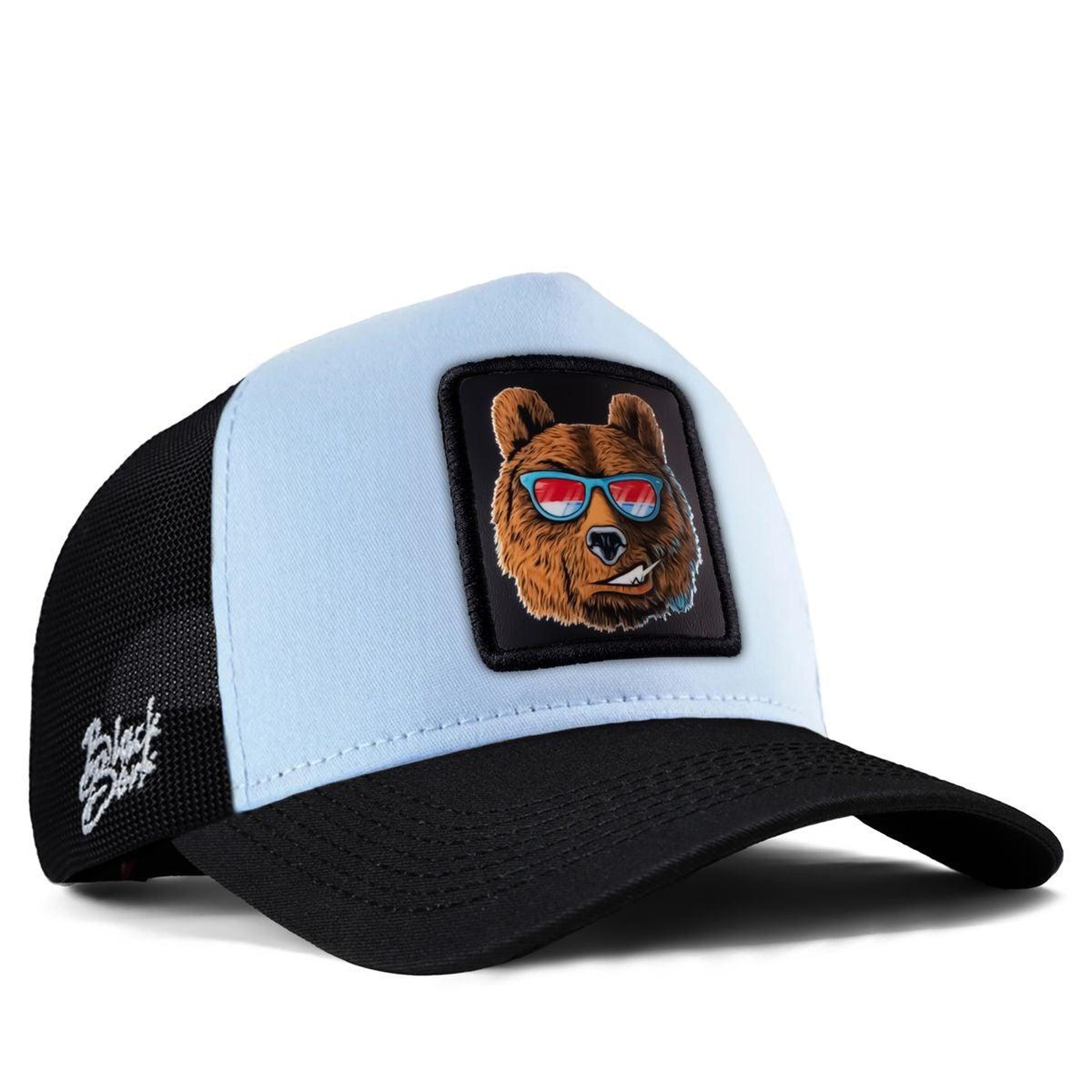 BlackBörk, Ayı Logolu Siyah-Buz Mavi Trucker Şapka, Unisex