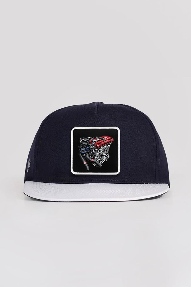  BlackBörk, DM Logolu Beyaz-Lacivert Hip Hop Şapka, Unisex