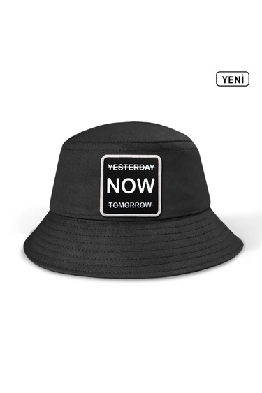  BlackBörk, Bucket Yesterday Now Tomorrow Logolu Siyah Şapka, Unisex