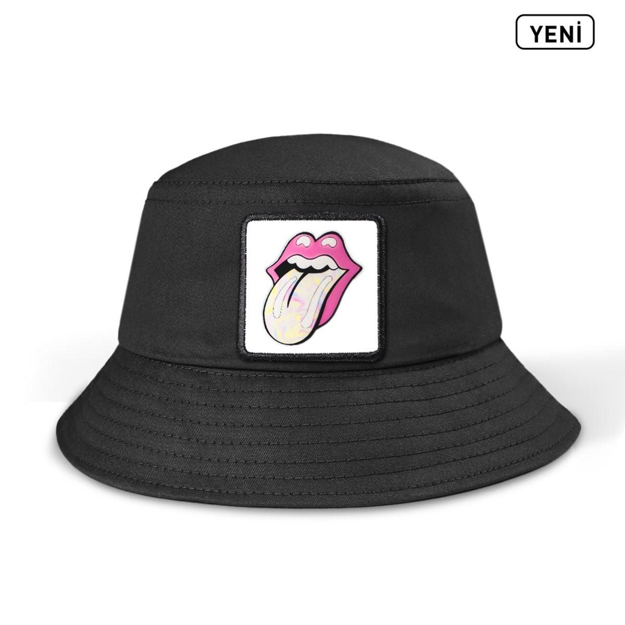 BlackBörk, Dudak Logolu Siyah Bucket Şapka, Unisex