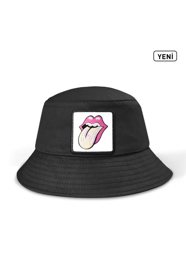  BlackBörk, Dudak Logolu Siyah Bucket Şapka, Unisex