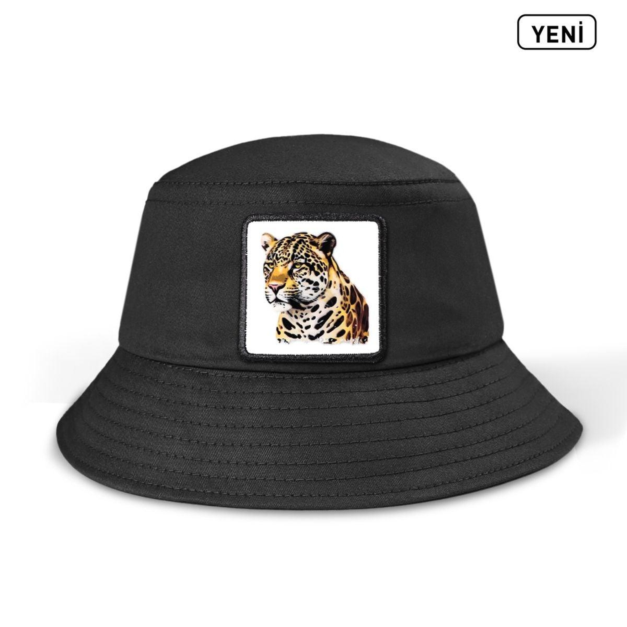 BlackBörk, Panter Logolu Siyah Bucket Şapka, Unisex