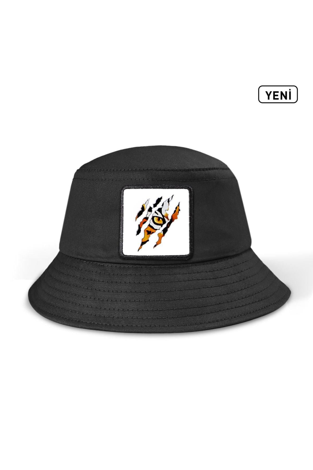  BlackBörk, Kaplan Logolu Siyah Bucket Şapka, Unisex