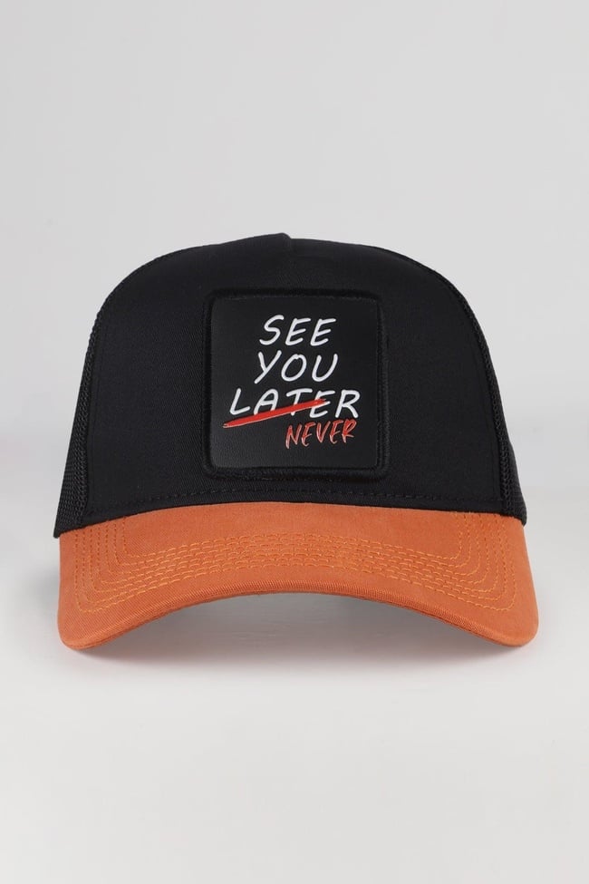  BlackBörk, See You Later Never Logolu Kiremit-Siyah Trucker Şapka, Unisex