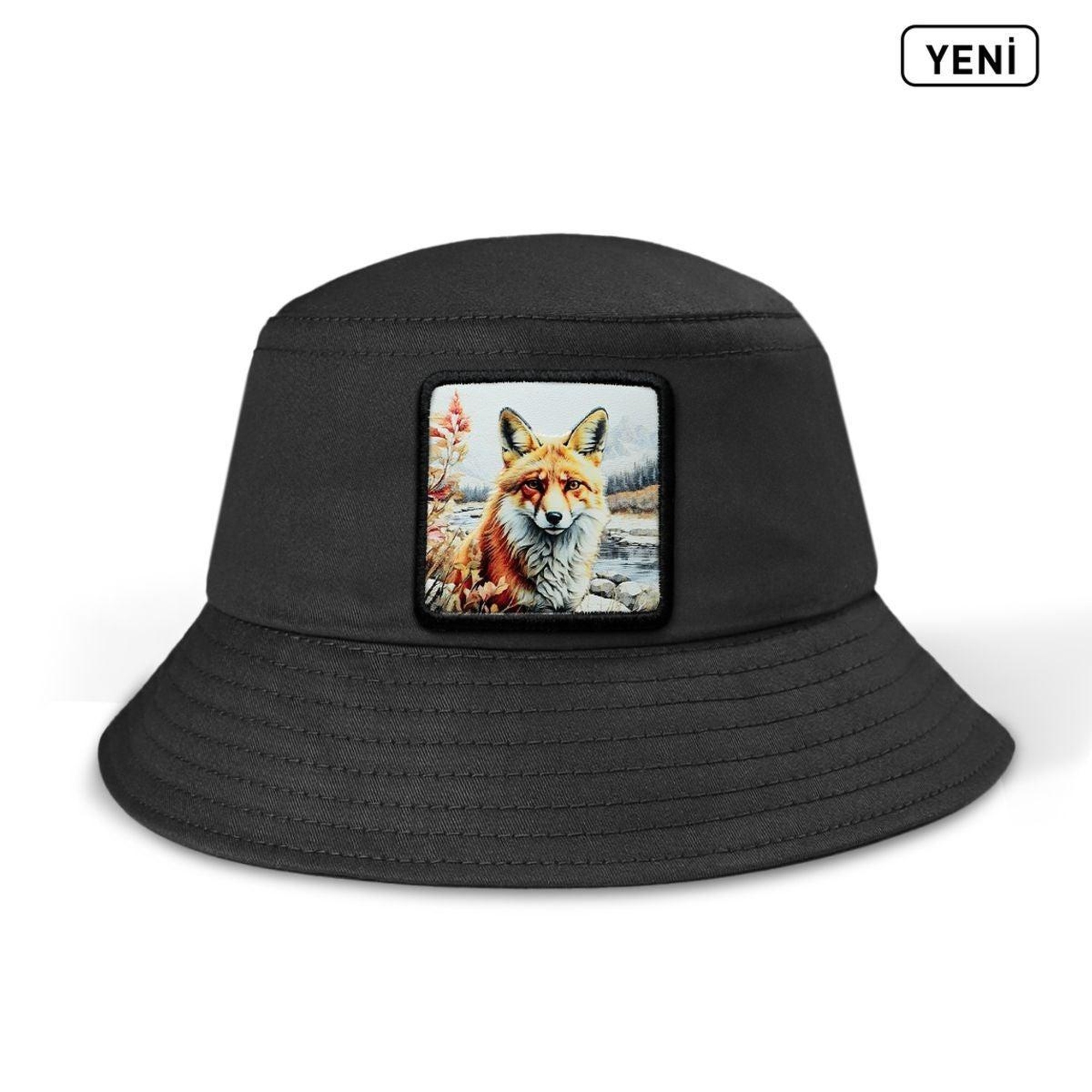 BlackBörk, Bucket Tilki Logolu Siyah Şapka, Unisex