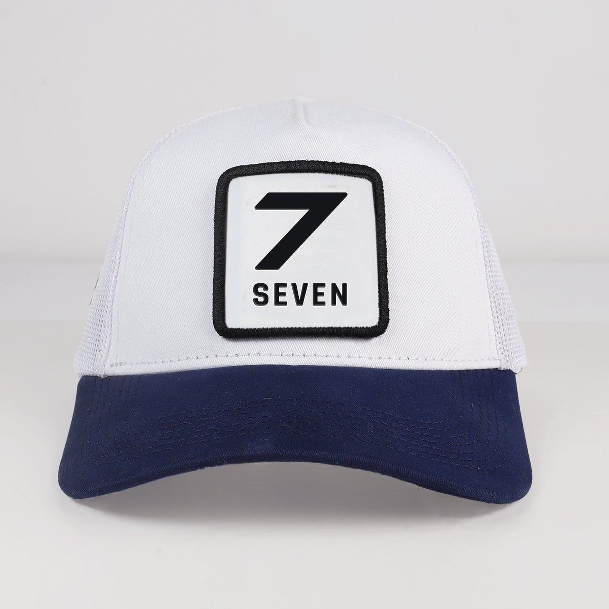 BlackBörk, 7 Numara Logolu Lacivert-Beyaz Trucker Şapka, Unisex