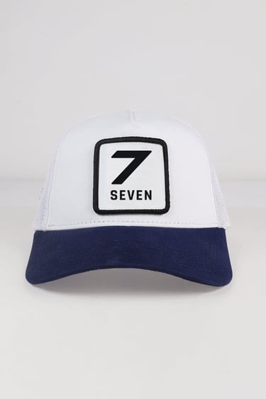  BlackBörk, 7 Numara Logolu Lacivert-Beyaz Trucker Şapka, Unisex