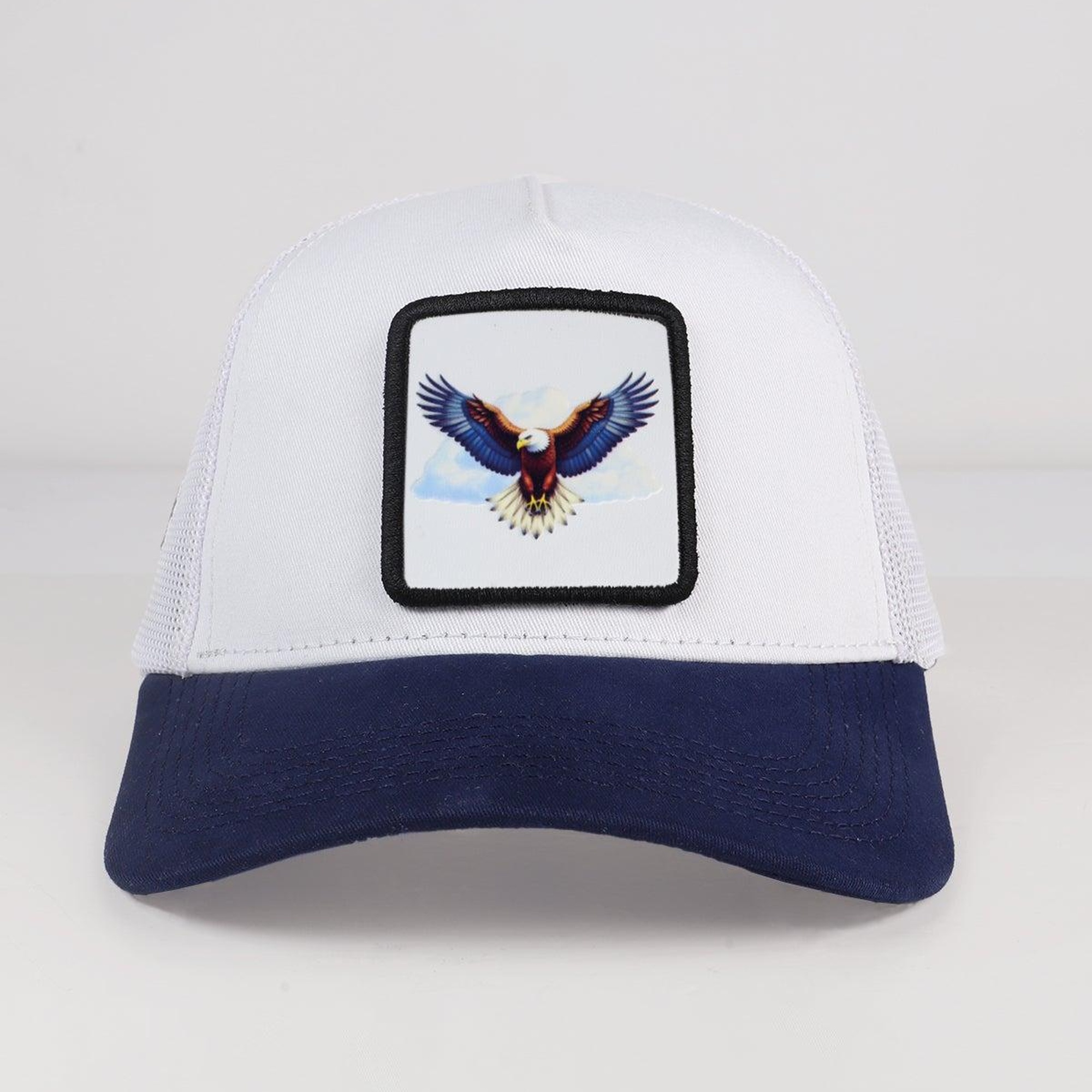 BlackBörk, Kartal Logolu Lacivert-Beyaz Trucker Şapka, Unisex