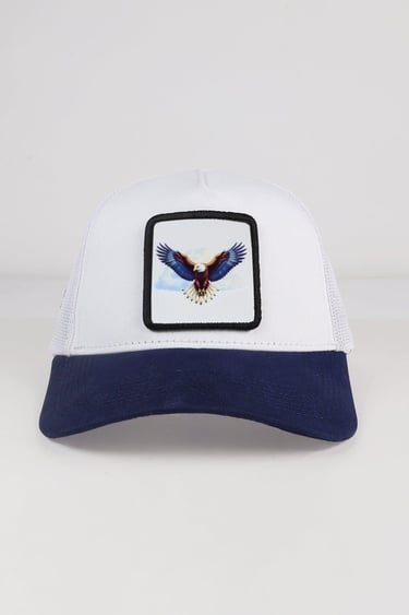  BlackBörk, Kartal Logolu Lacivert-Beyaz Trucker Şapka, Unisex