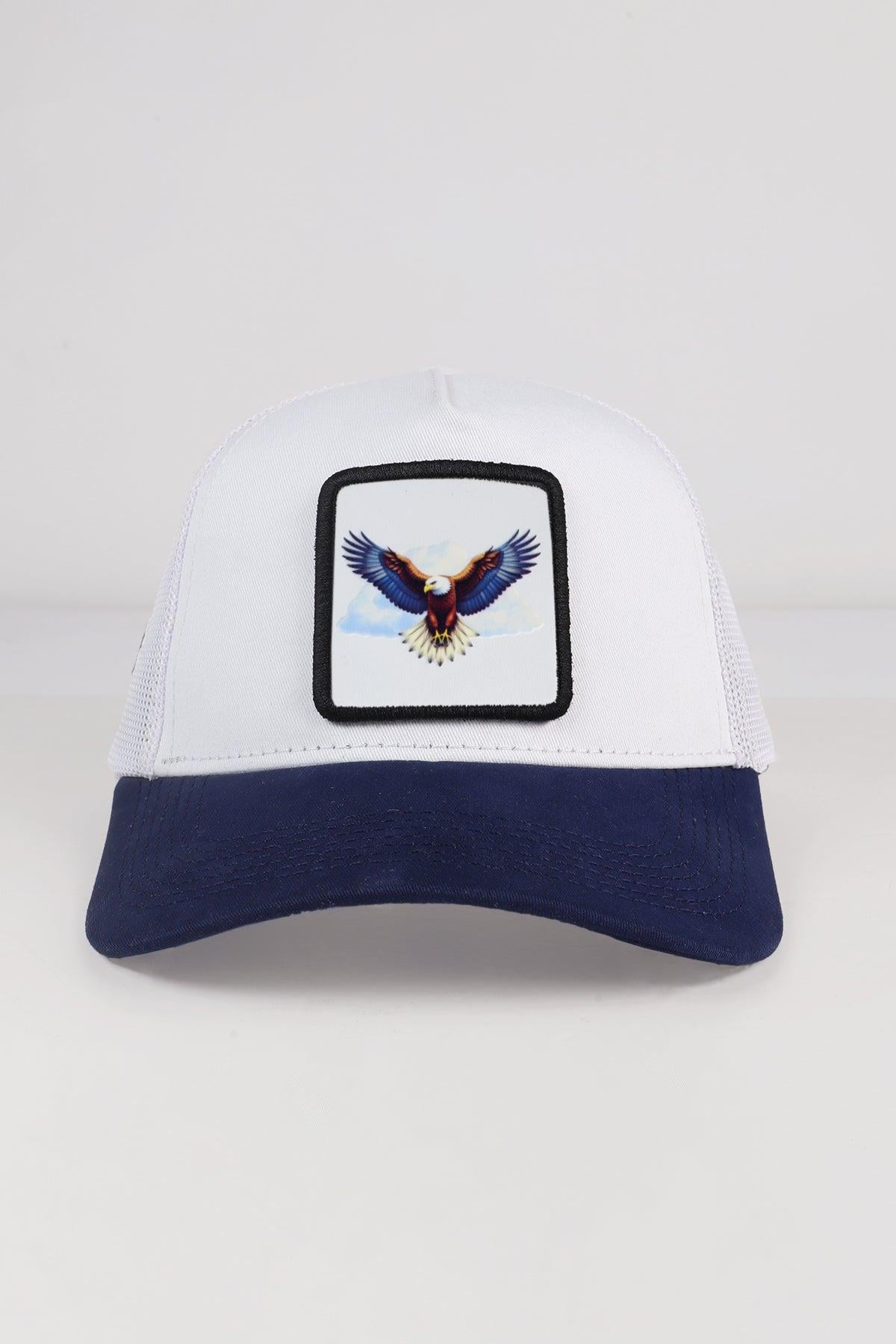  BlackBörk, Kartal Logolu Lacivert-Beyaz Trucker Şapka, Unisex