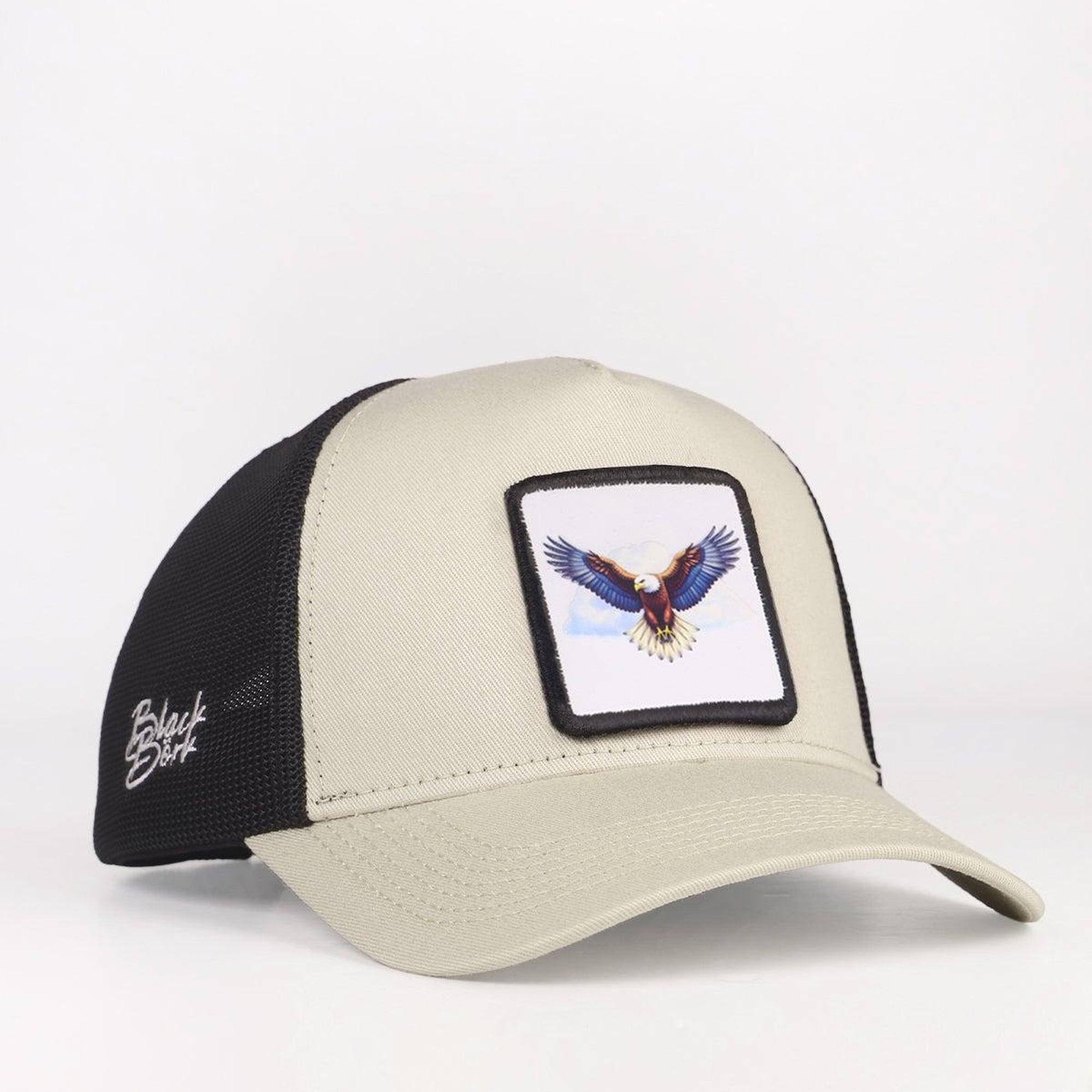 BlackBörk, Kartal Logolu Bej-Siyah Trucker Şapka, Unisex