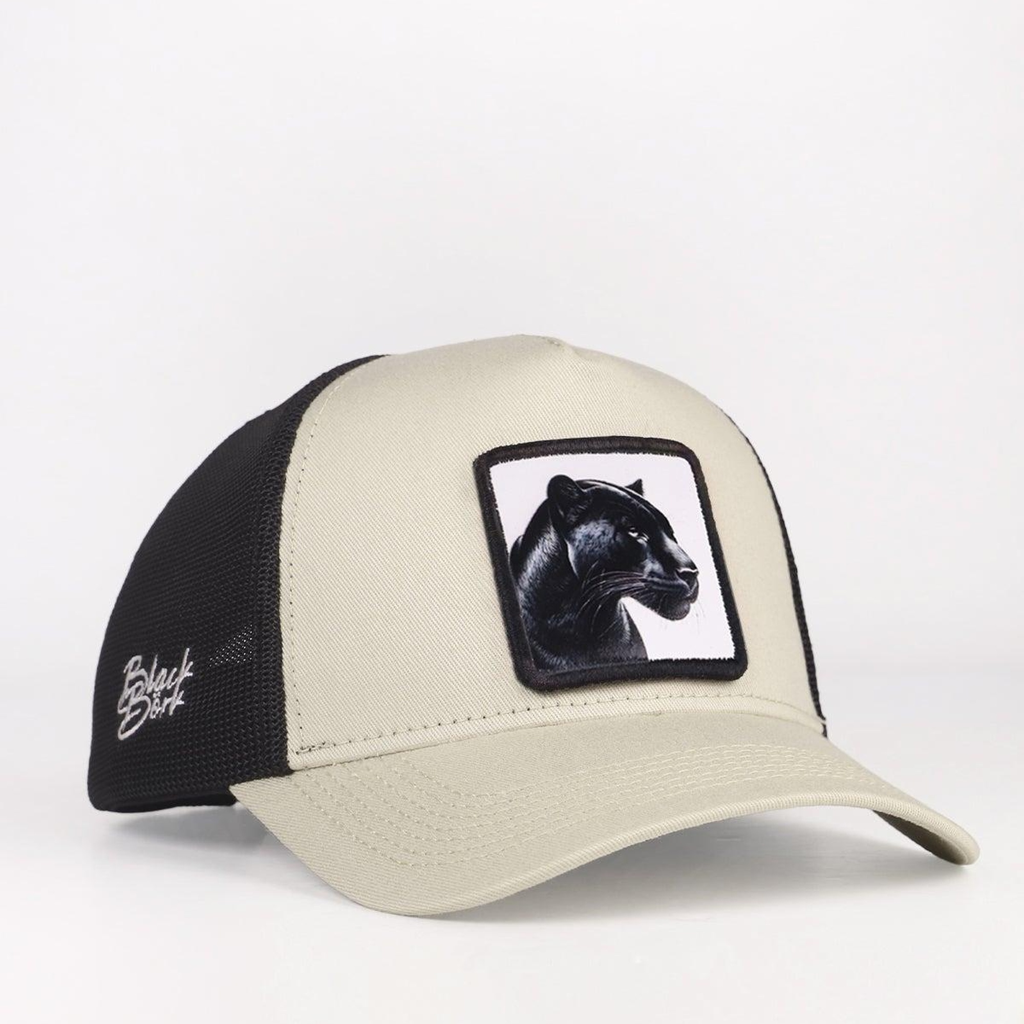 BlackBörk, Panter Logolu Bej-Siyah Trucker Şapka, Unisex