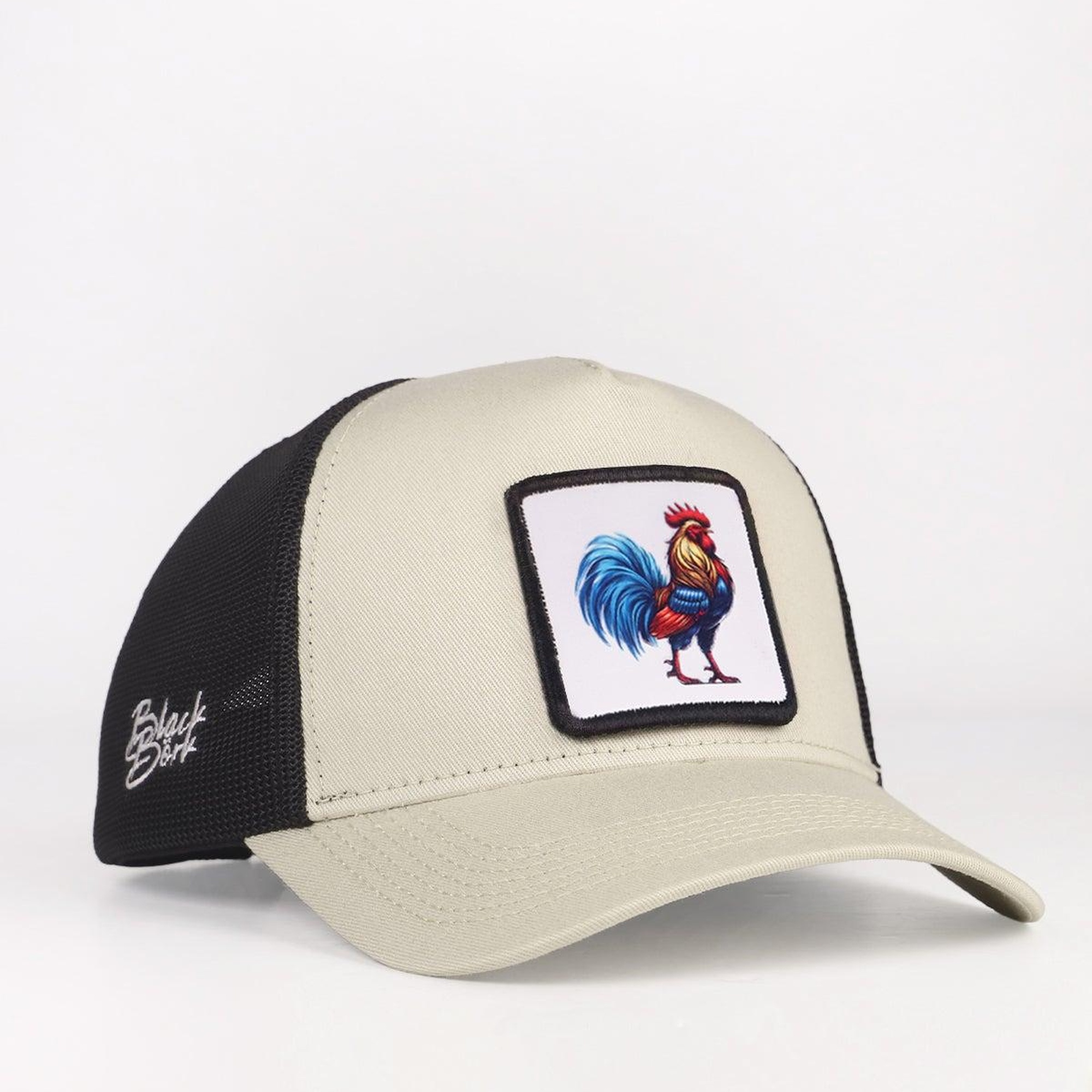 BlackBörk, Horoz Logolu Bej-Siyah Trucker Şapka, Unisex
