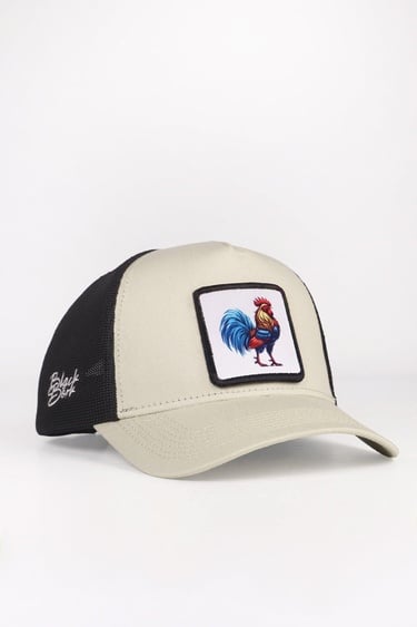  BlackBörk, Horoz Logolu Bej-Siyah Trucker Şapka, Unisex