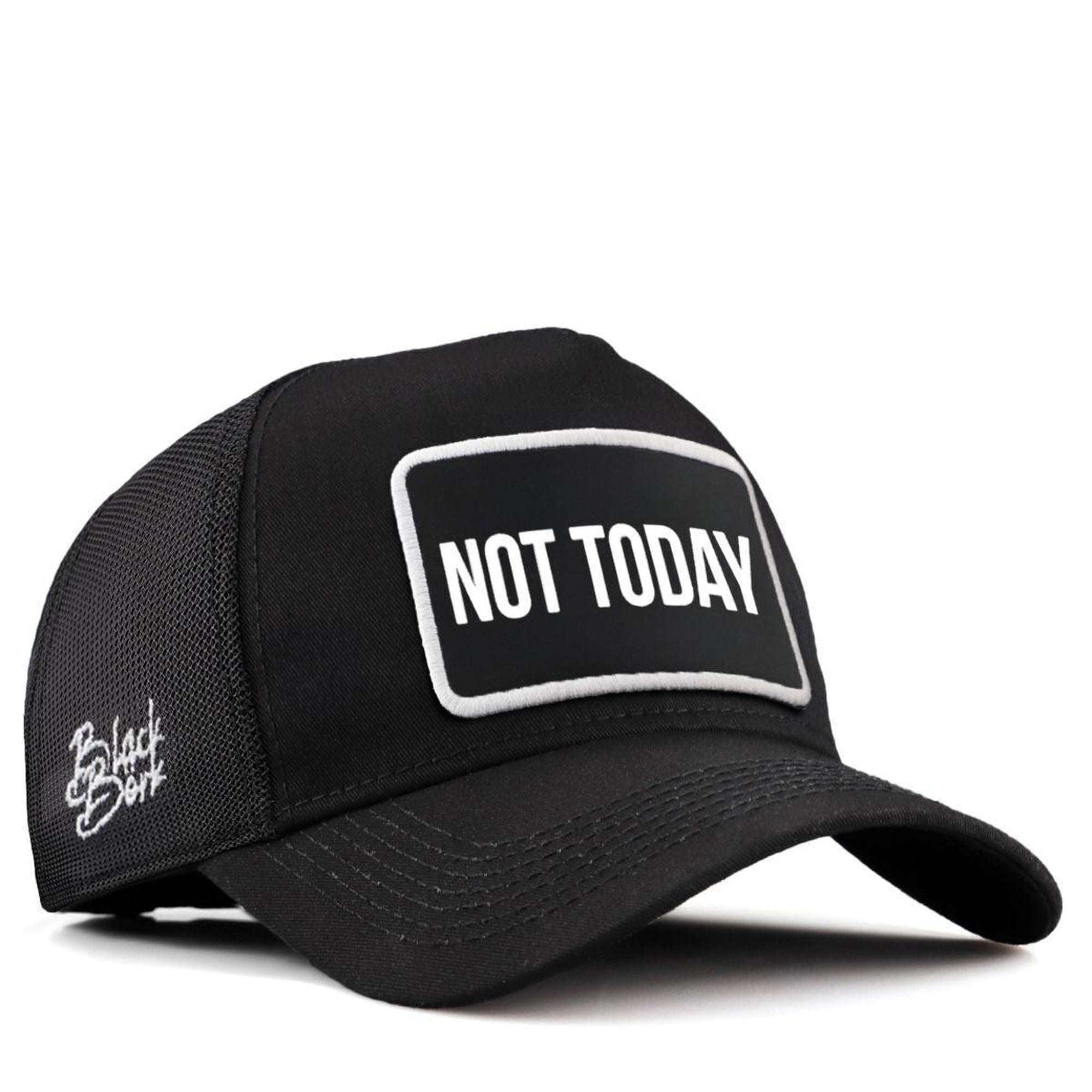 BlackBörk, Not Today Logolu Siyah Trucker Şapka, Unisex