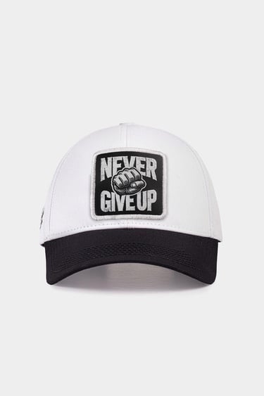  BlackBörk, Six Never Give Up Logolu Siyah-Beyaz Beyzbol Şapka, Unisex