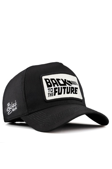 BlackBörk, Back To Future Logolu Siyah Trucker Şapka, Unisex