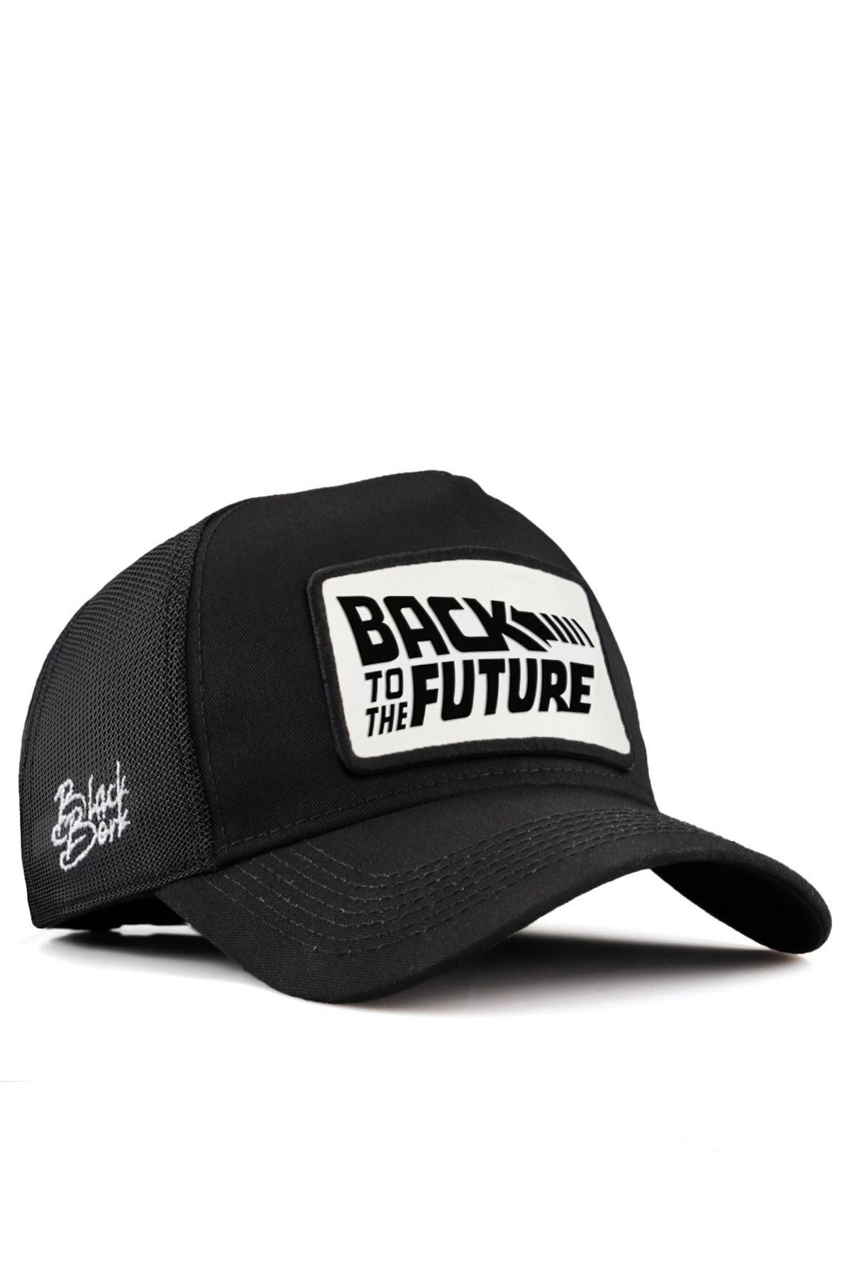  BlackBörk, Back To Future Logolu Siyah Trucker Şapka, Unisex