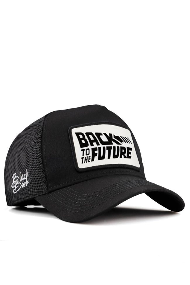  BlackBörk, Back To Future Logolu Siyah Trucker Şapka, Unisex