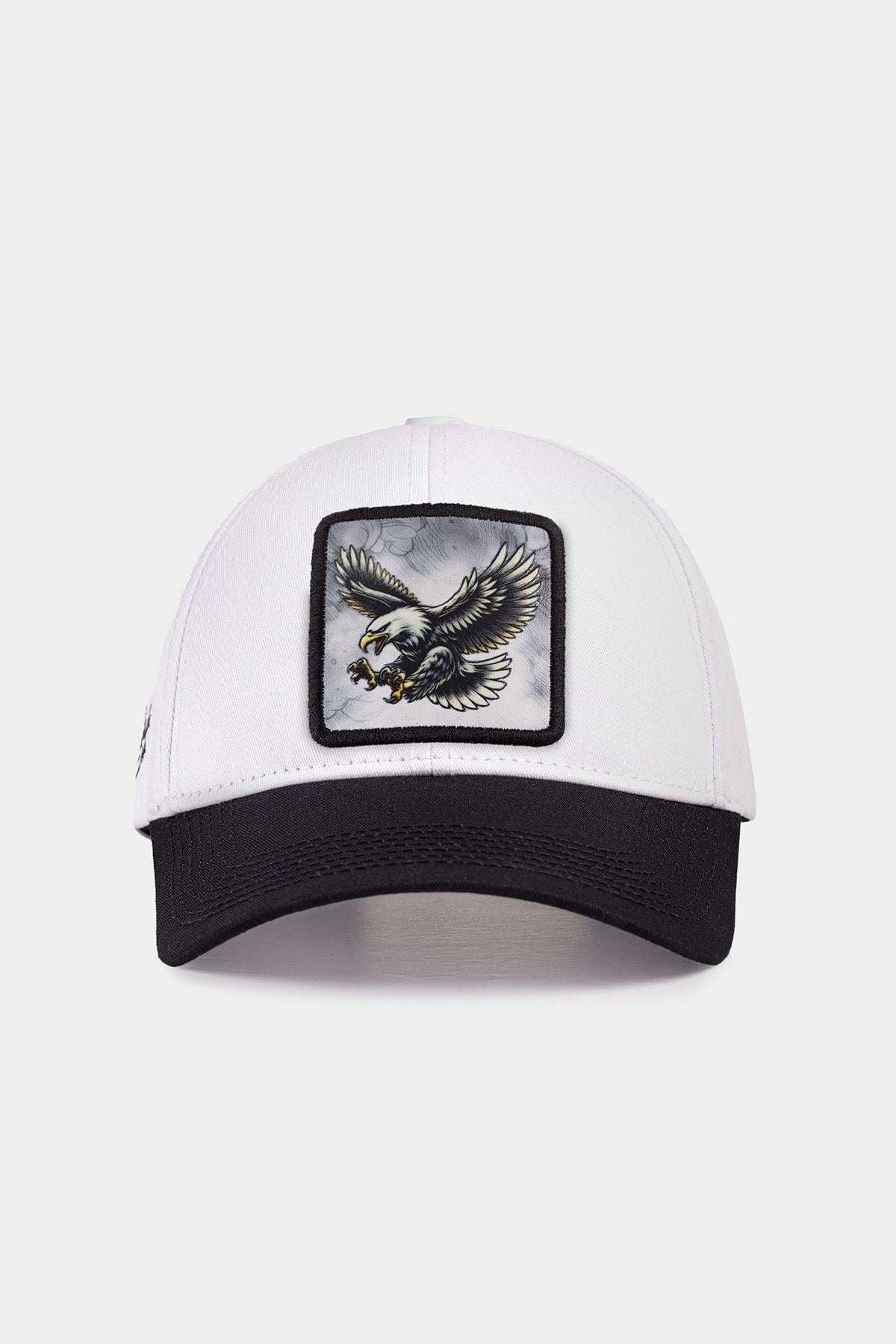  BlackBörk, Six Kartal Logolu Siyah-Beyaz Beyzbol Şapka, Unisex