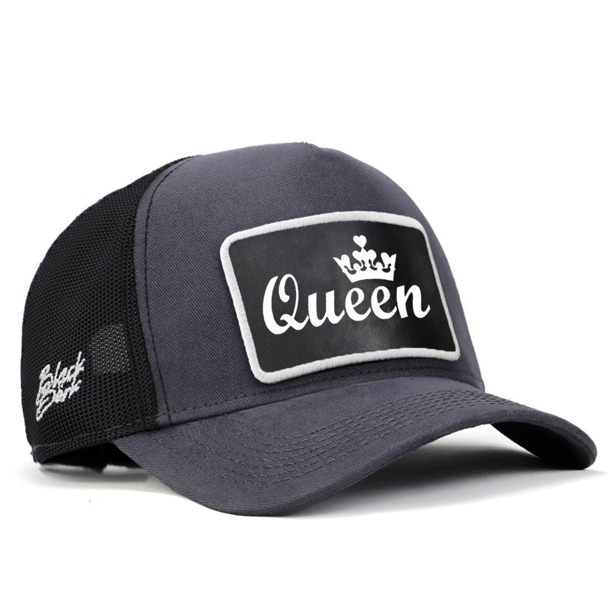 BlackBörk, Queen Logolu Antrasit-Siyah Trucker Şapka, Unisex