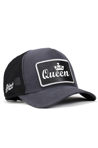  BlackBörk, Queen Logolu Antrasit-Siyah Trucker Şapka, Unisex
