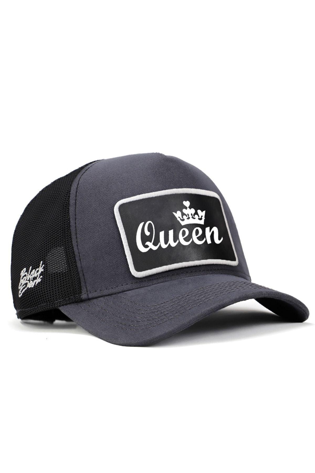  BlackBörk, Queen Logolu Antrasit-Siyah Trucker Şapka, Unisex