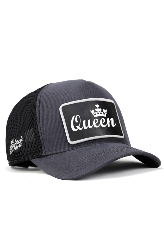  BlackBörk, Queen Logolu Antrasit-Siyah Trucker Şapka, Unisex
