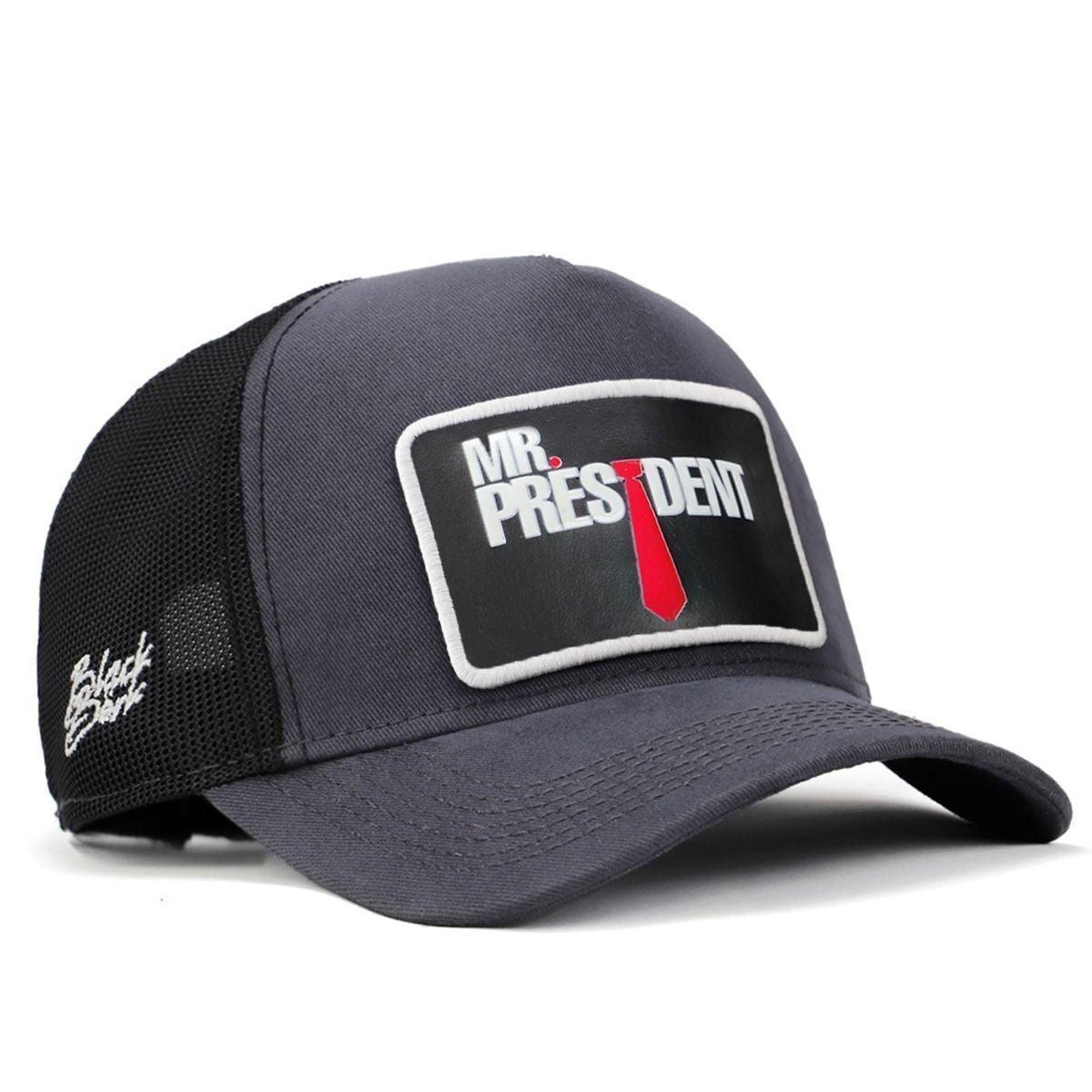 BlackBörk, Mr President Logolu Antrasit-Siyah Trucker Şapka, Unisex