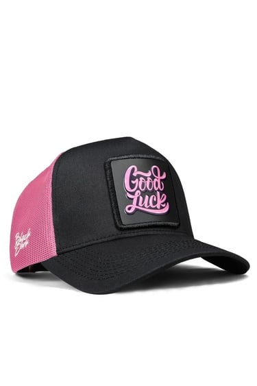  BlackBörk, Good Luck Logolu Siyah-Pembe Trucker Şapka, Unisex