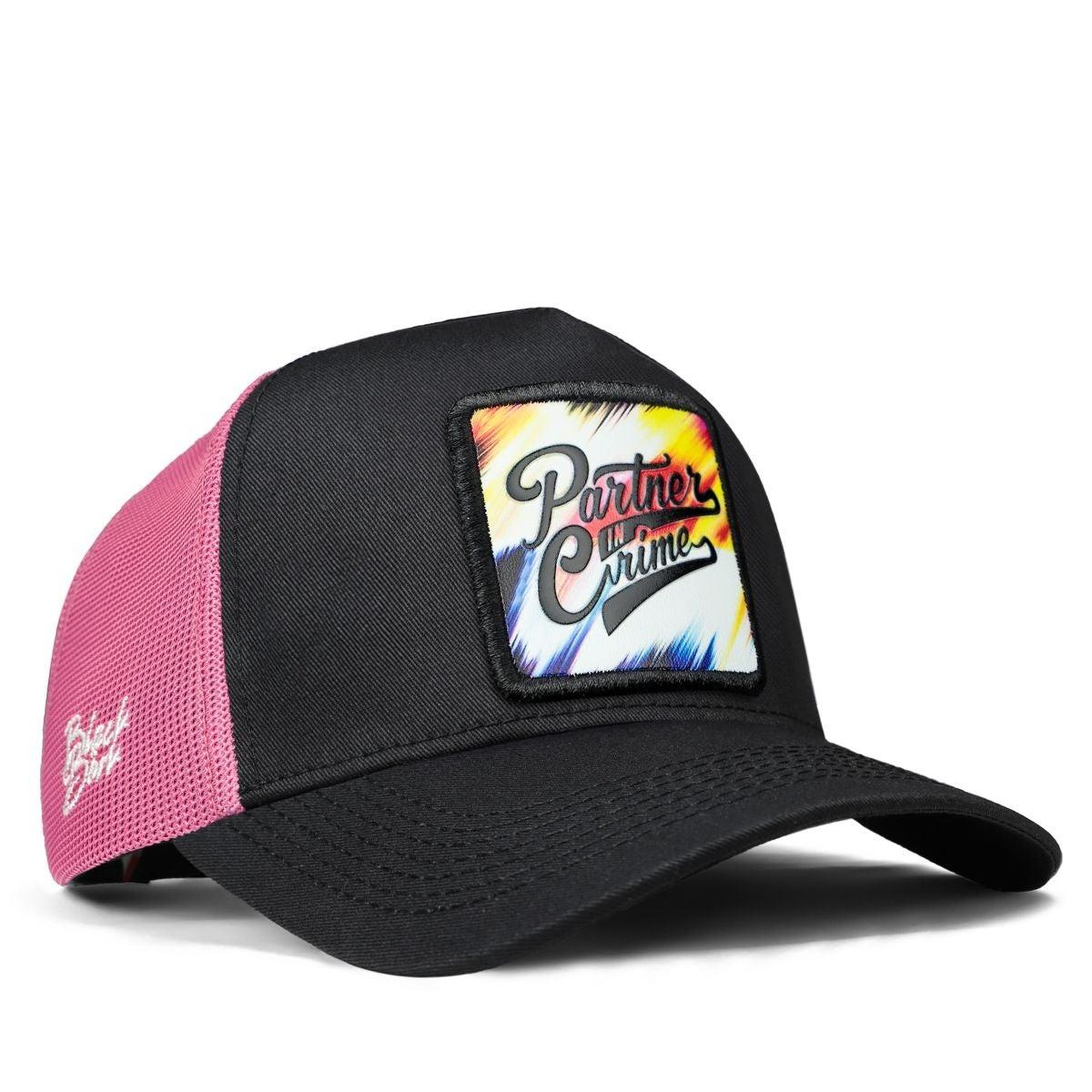 BlackBörk, Partner in Crime Logolu Siyah-Pembe Trucker Şapka, Unisex