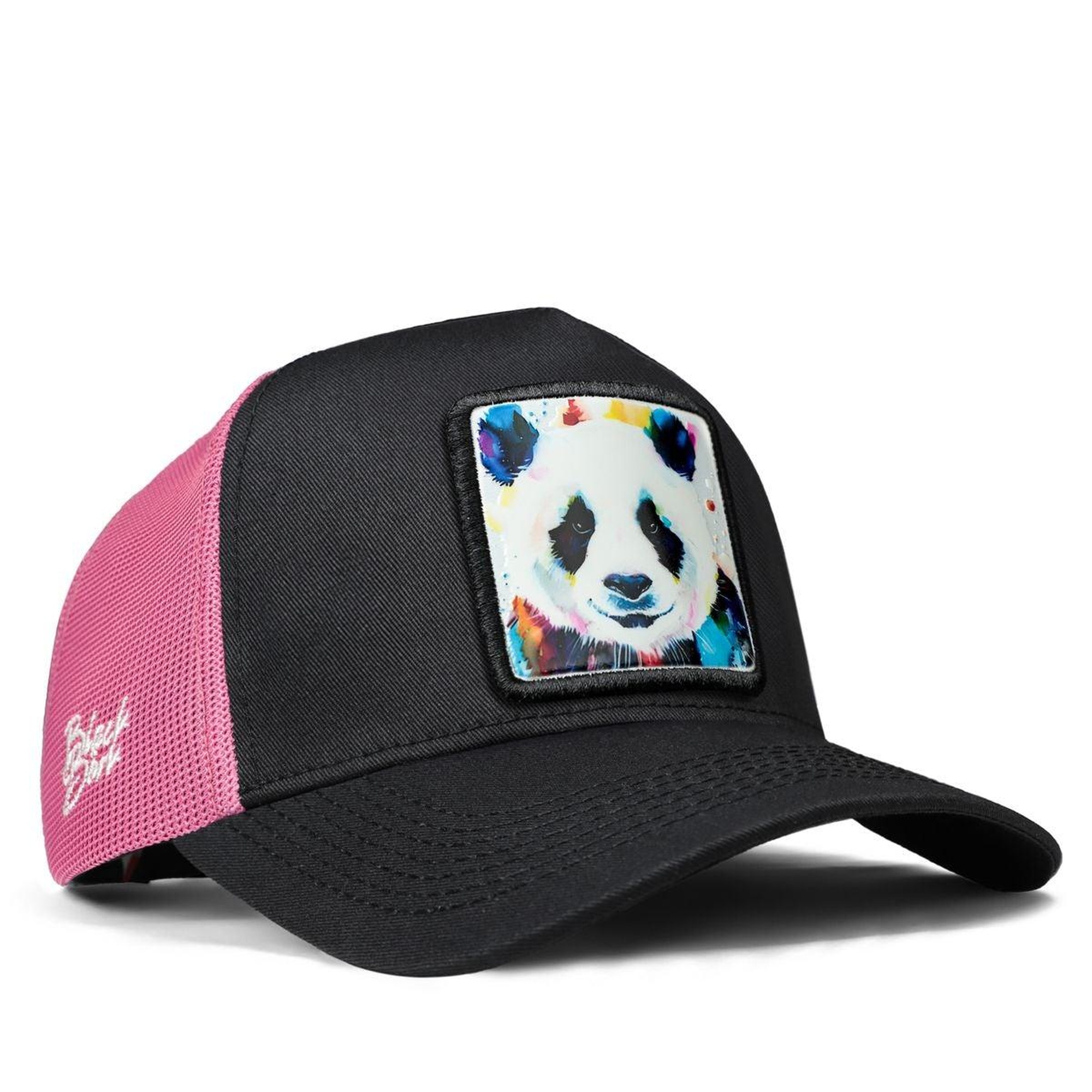 BlackBörk, Panda Logolu Siyah-Pembe Trucker Şapka, Unisex