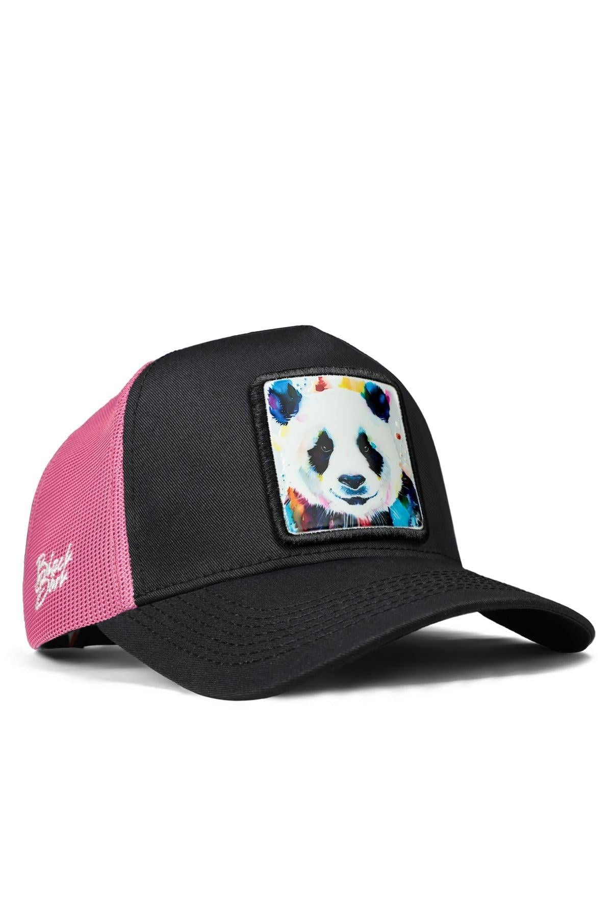  BlackBörk, Panda Logolu Siyah-Pembe Trucker Şapka, Unisex