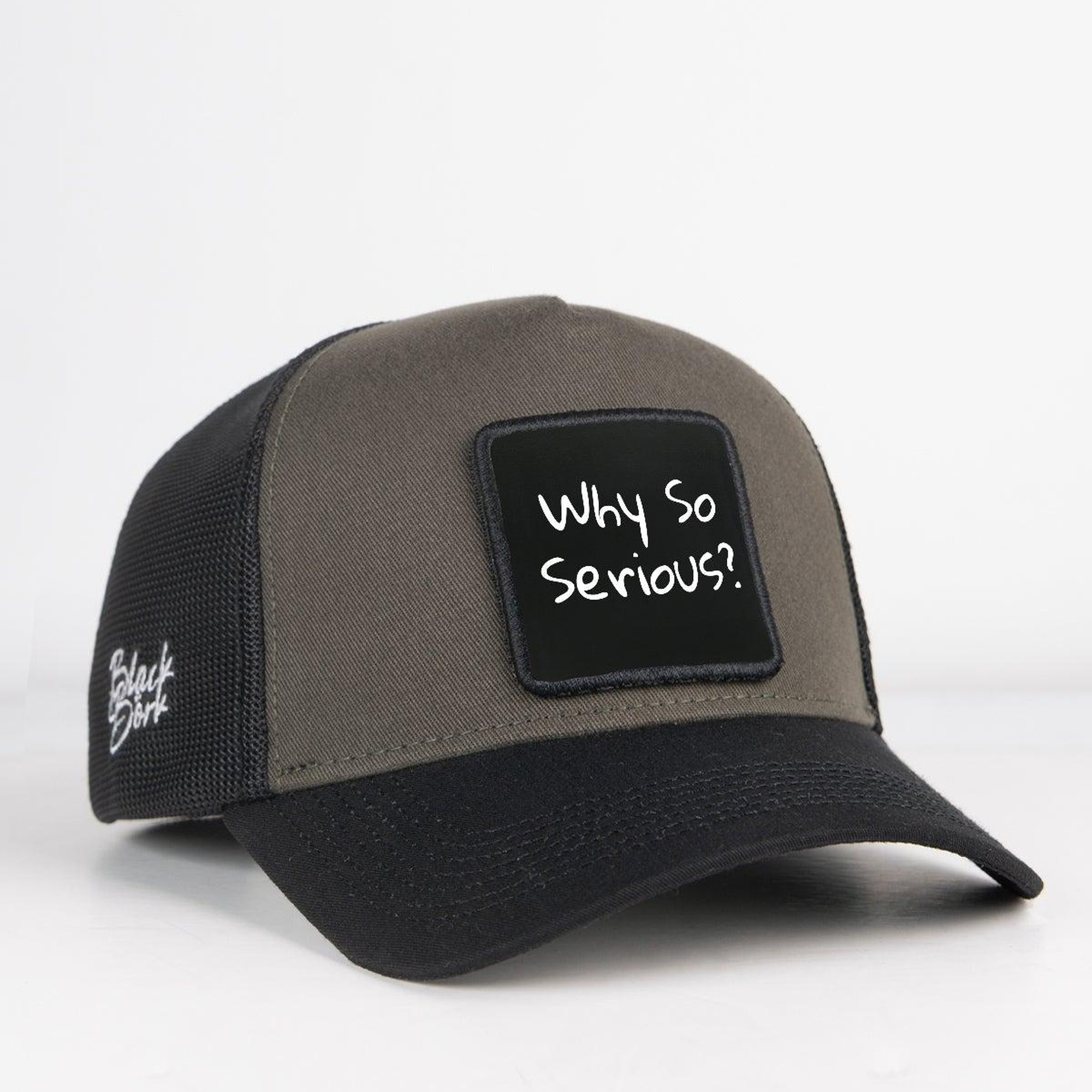BlackBörk, Why So Serious Logolu Siyah-Haki Trucker Şapka, Unisex
