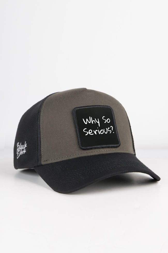  BlackBörk, Why So Serious Logolu Siyah-Haki Trucker Şapka, Unisex