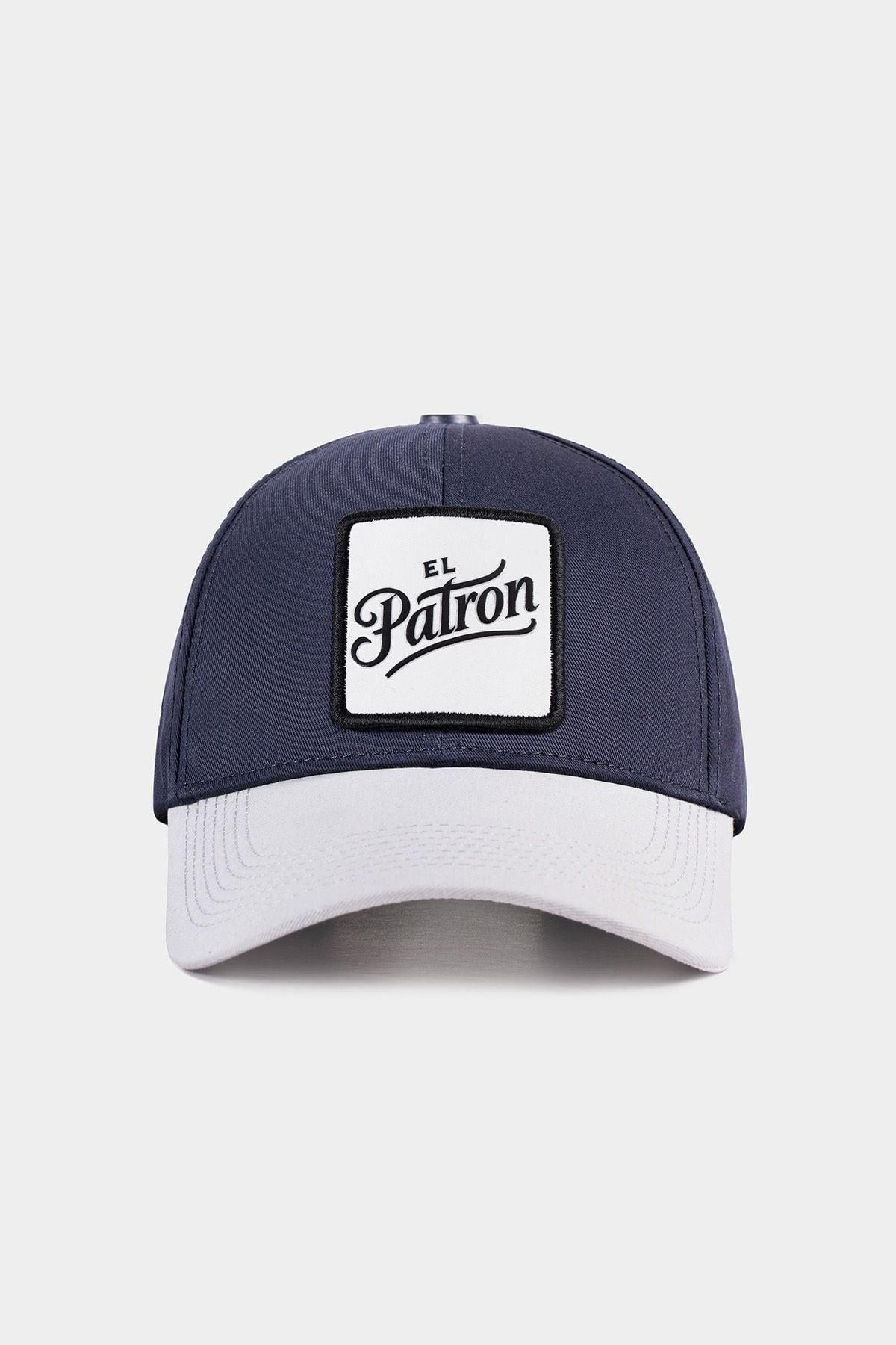  BlackBörk, Six El Patron Logolu Beyaz-Lacivert Beyzbol Şapka, Unisex