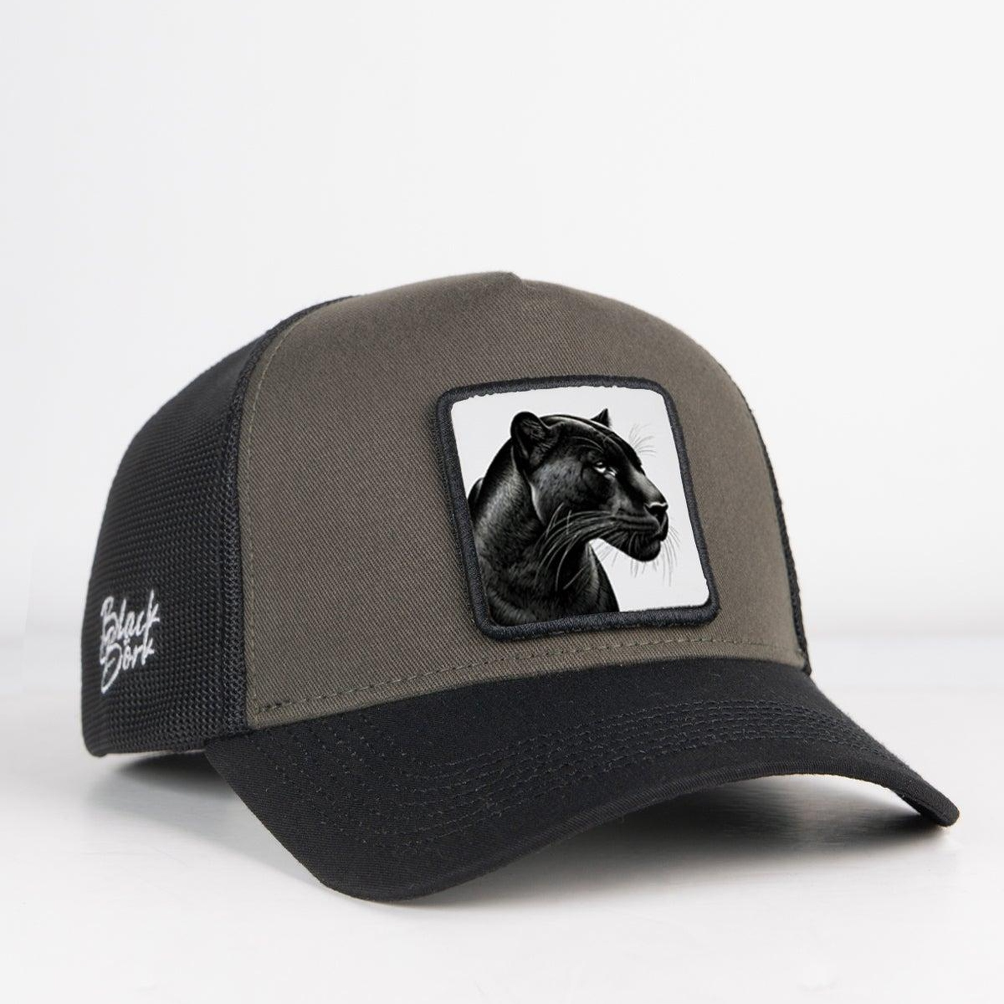 BlackBörk, Panter Logolu Siyah-Haki Trucker Şapka, Unisex