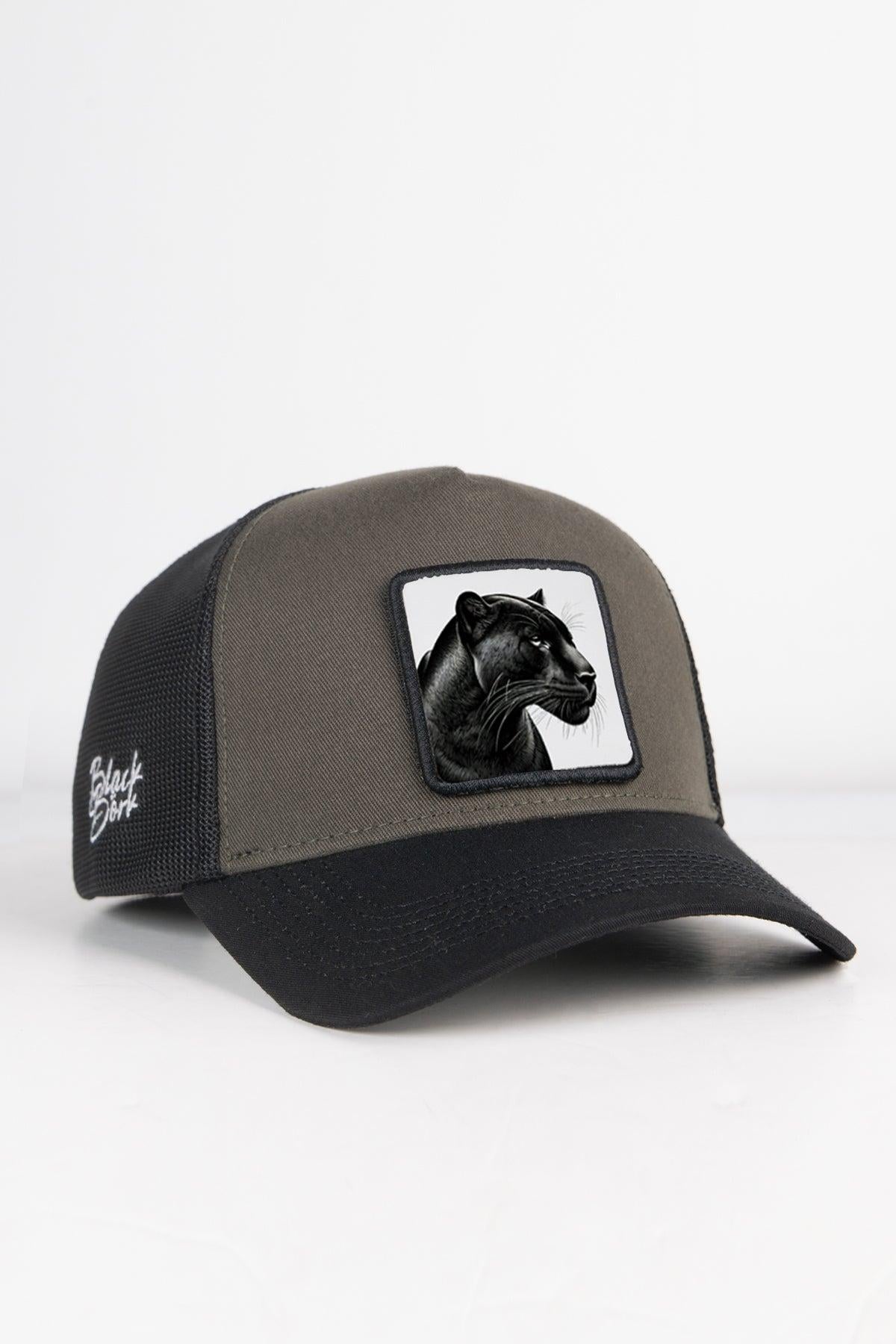  BlackBörk, Panter Logolu Siyah-Haki Trucker Şapka, Unisex