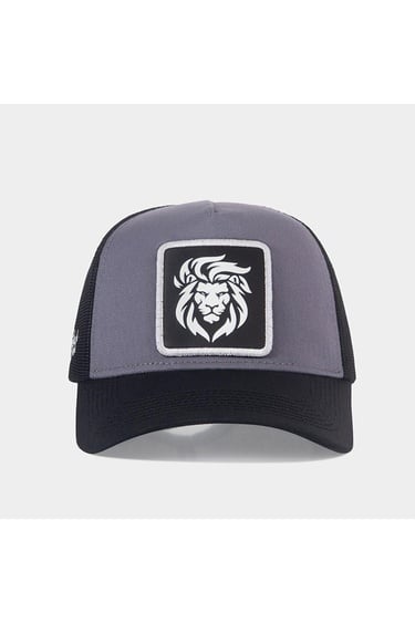  BlackBörk, Aslan Logolu Siyah-Gri Trucker Şapka, Unisex